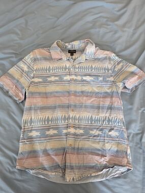 Men's Pastel Geo Stripe Short-Sleeve Button-Down Shirt